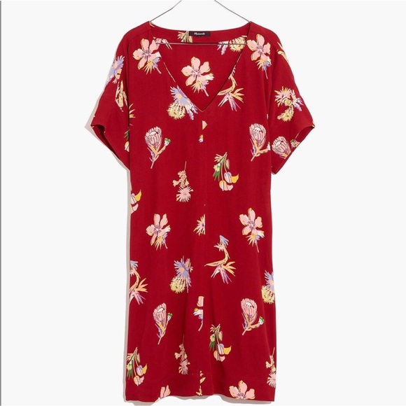 Madewell Red Tropical Print Floral Dress Medium - Picture 3 of 15